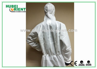 Type 5/6 Disposable Coveralls With Hood Splash Proof SMS Chemical Coveralls