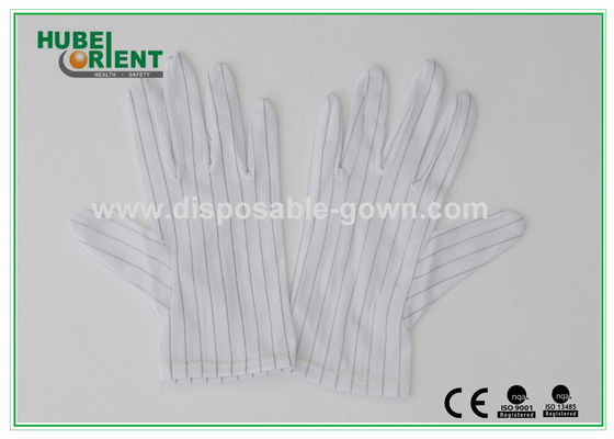 White Nylon ESD Safe Gloves Disposable Hand Gloves With Conductive Ribbon